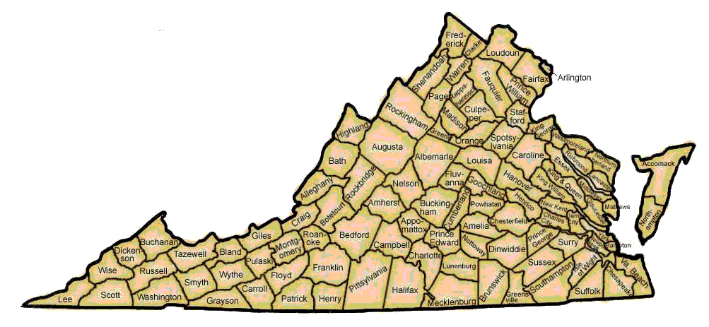 Counties Map of Virginia